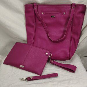 thirty one pink purse with matching clutch